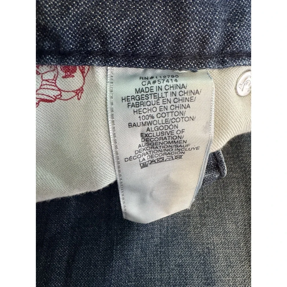 True Religion Slim Section Jeans Men Blue Plaid Horseshoe Pocket True 33x28